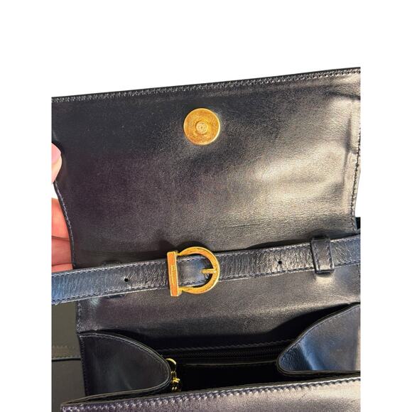 Salvatore Ferragamo Vintage Top Handle Bag in Navy Blue w/Gold Hardware - Picture 9 of 16